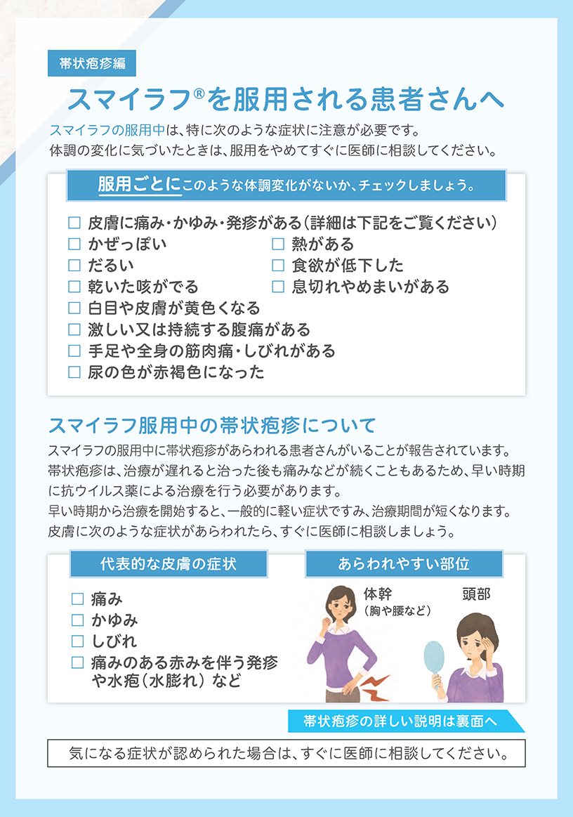 帯状疱疹編　スマイラフを服用される患者さんへ