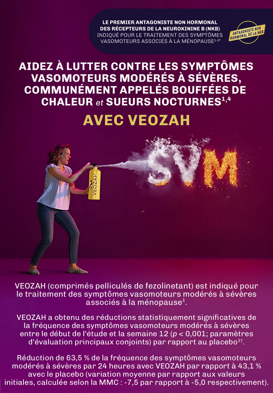 AIDEZ À LUTTER CONTRE LES SYMPTÔMES VASOMOTEURS MODÉRÉS À SÉVÈRES, COMMUNÉMENT APPELÉS BOUFFÉES DE CHALEUR et SUEURS NOCTURNES1,4