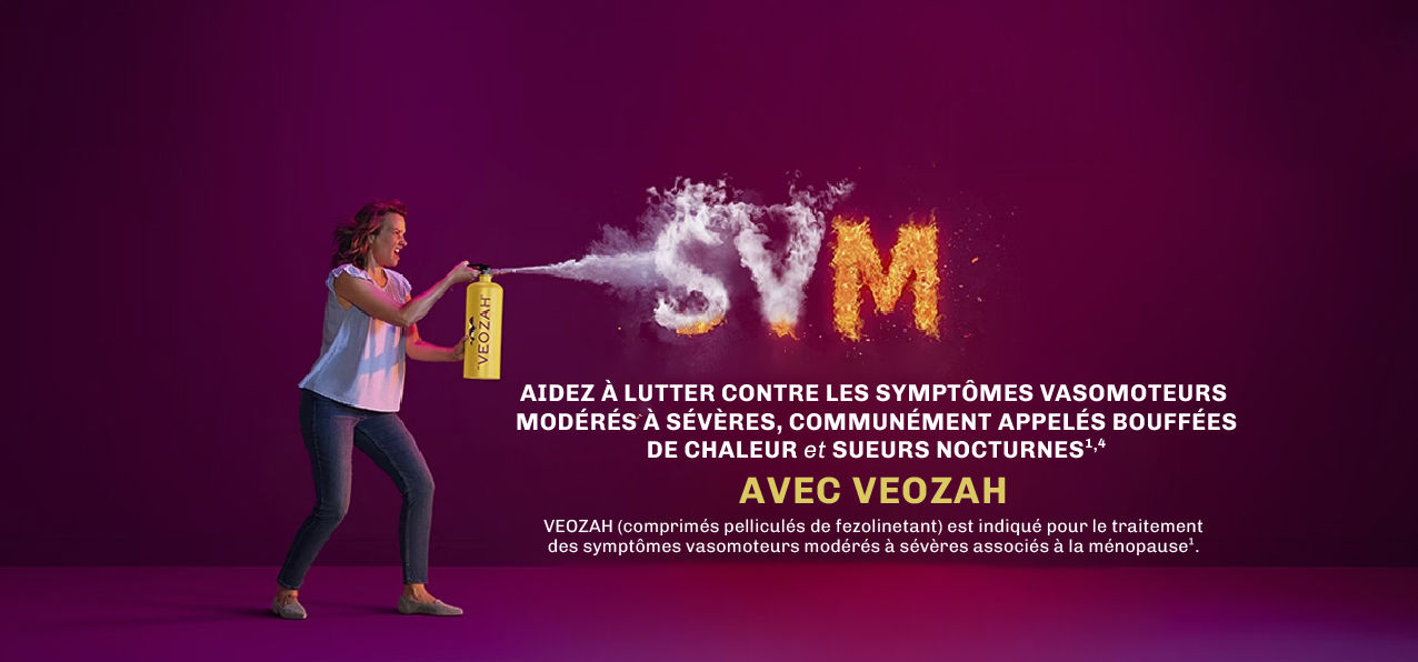 Aidez à lutter contre les symptômes vasomoteurs modérés à sévères, communément appelés bouffées de chaleur et sueurs nocturnes1,4 
