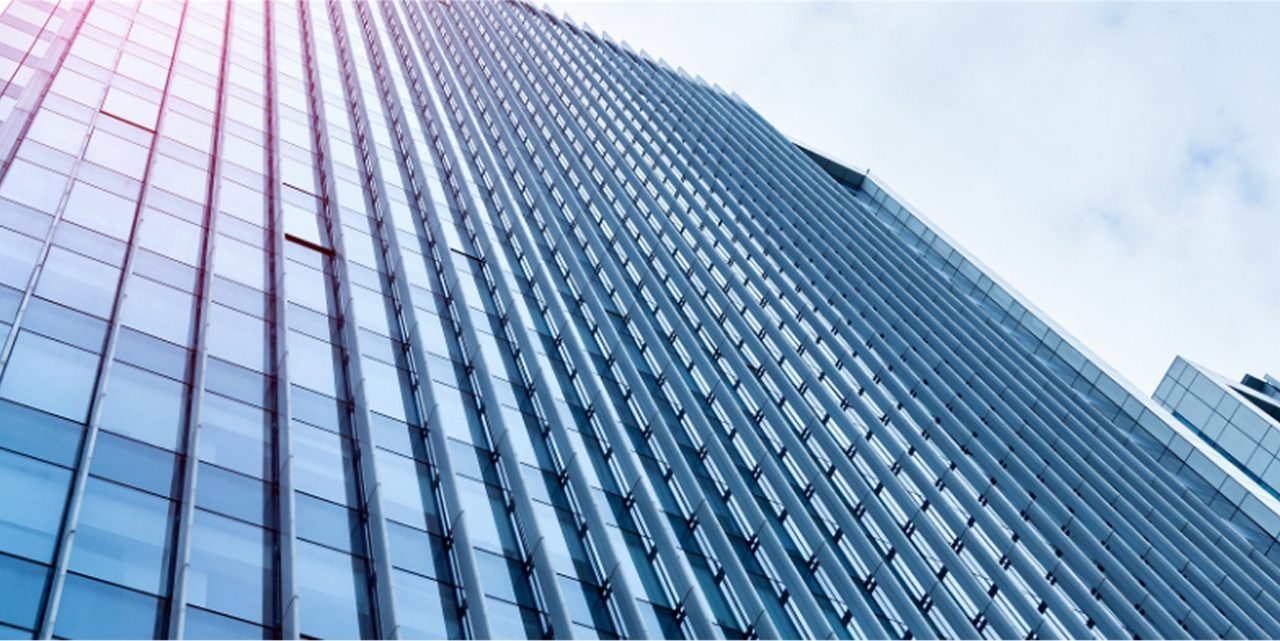 Exterior of an Astellas office building, where the company is committed to taking measures against climate change.