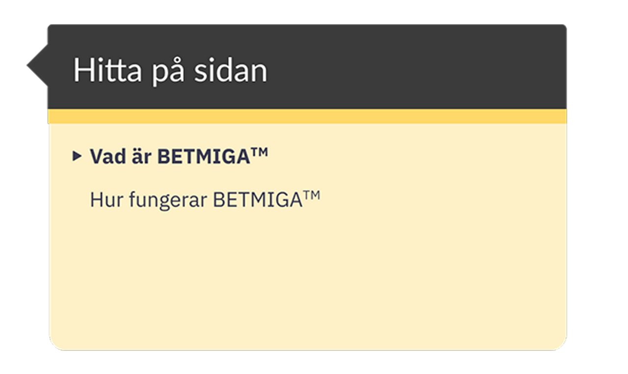 Informationsruta för att navigera på sidan: Vad är BETMIGA™?