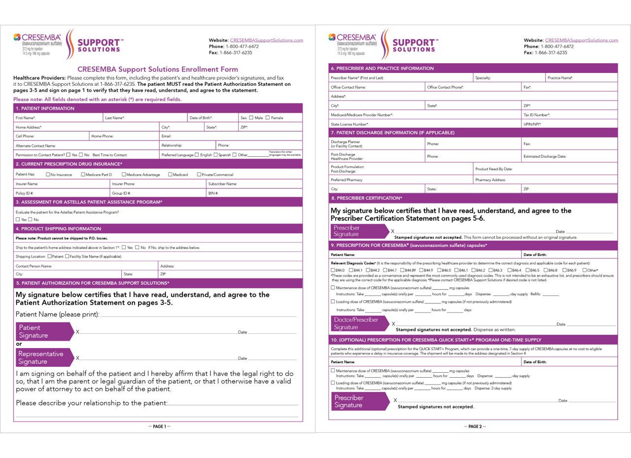 Enrollment Form for CRESEMBA Support Solutions