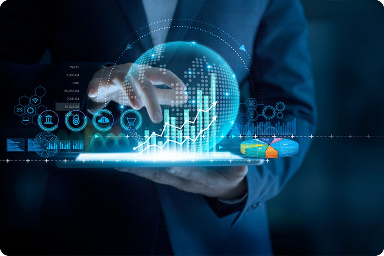 An executive reviews interactive financial data as part of Astellas’ Q3 FY2024 performance reporting.