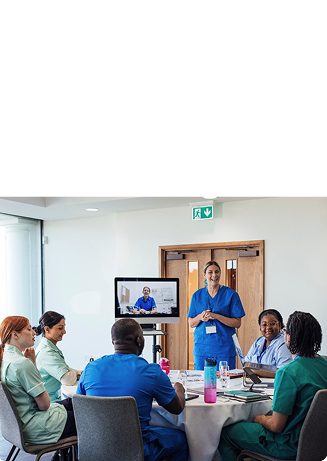 A group of healthcare professionals meet, reflecting Astellas’ commitment to funding independent medical education activities. 