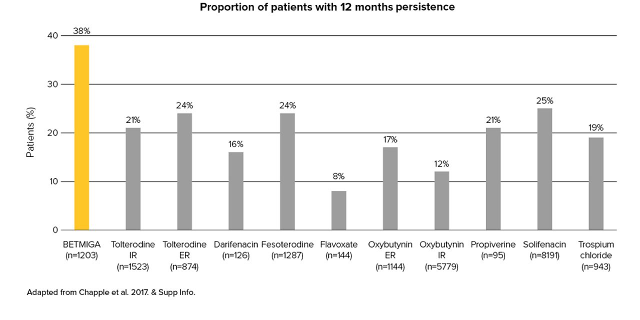 proportion with patients with 12 months persistence graph