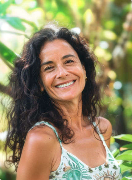 Una mujer riega las plantas tras la retirada del periodo por la menopausia