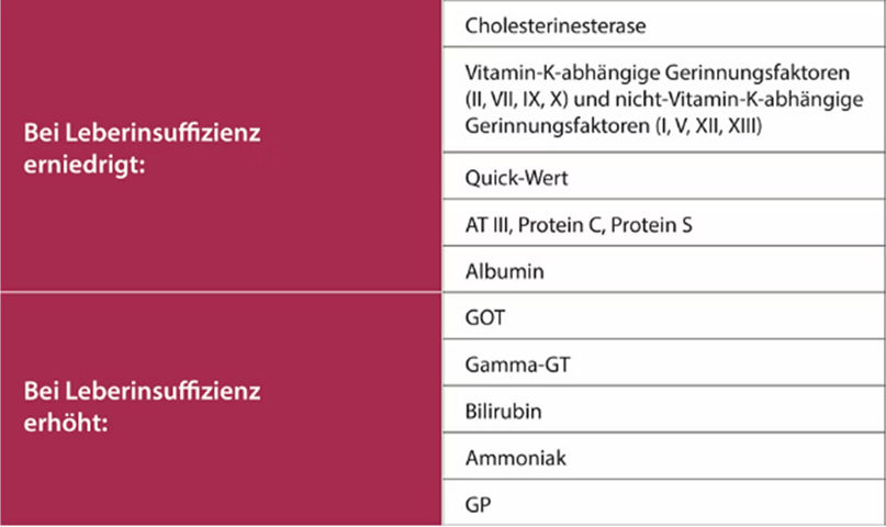 Laborparameter bei Leberzirrhose