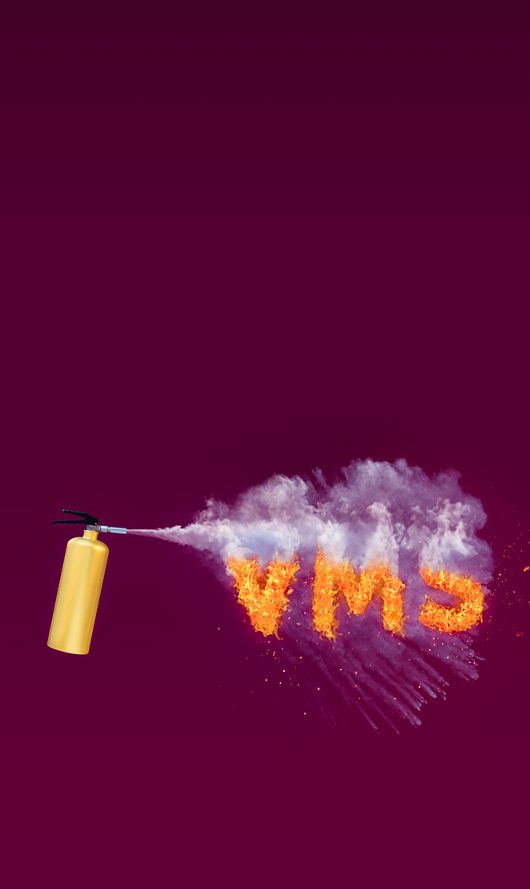 Spraying VEOZAH™ (fezolinetant) logo fire extinguisher at VMS fire