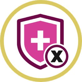 Shield with plus and x icon