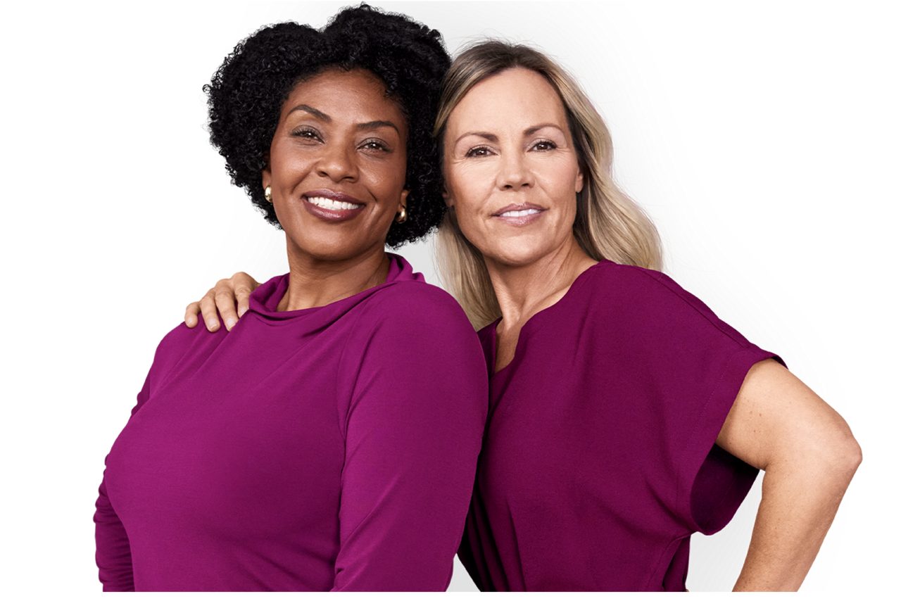 Two women standing together