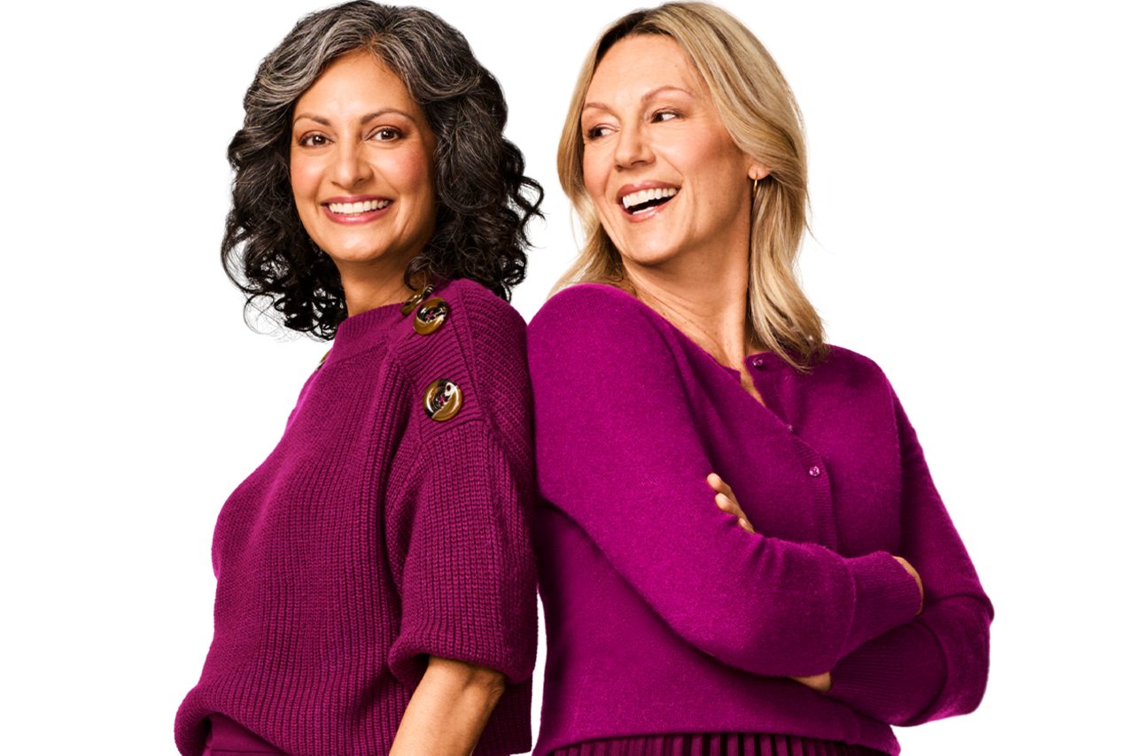 Two women standing together