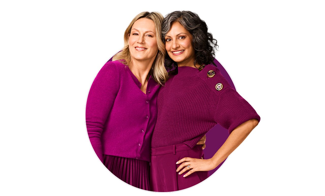 Two ladies standing together