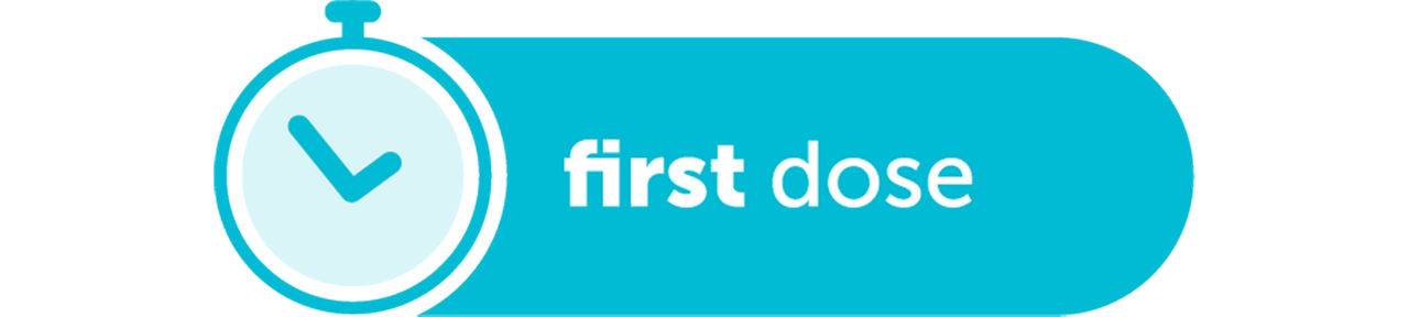 Clock graphic for the first VYLOY dose