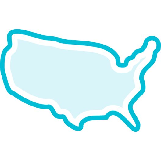Illustration showing an outline of the United States