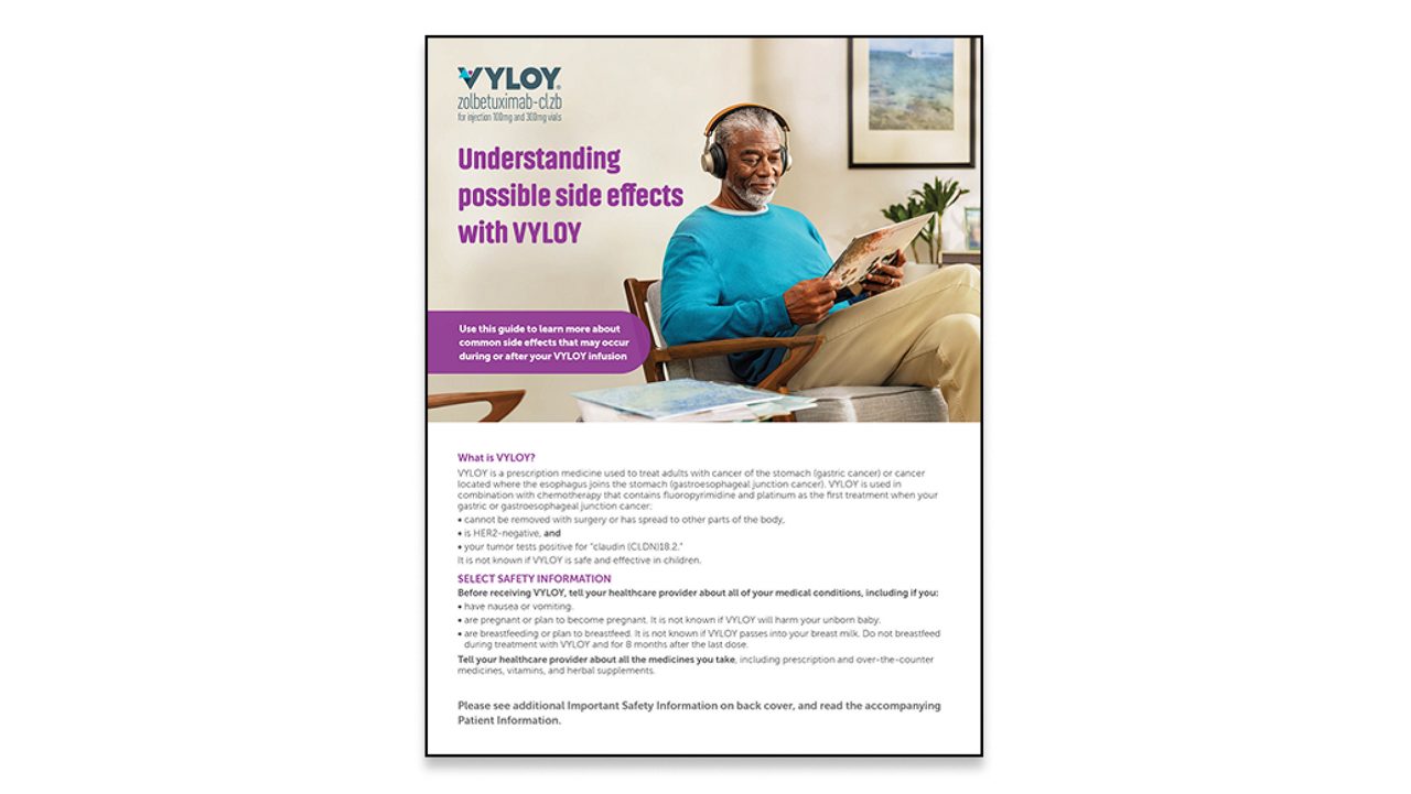 Vyloy side effects management flashcard