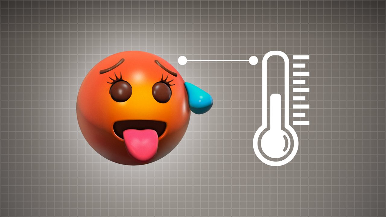 Emojihead og temperaturmåler