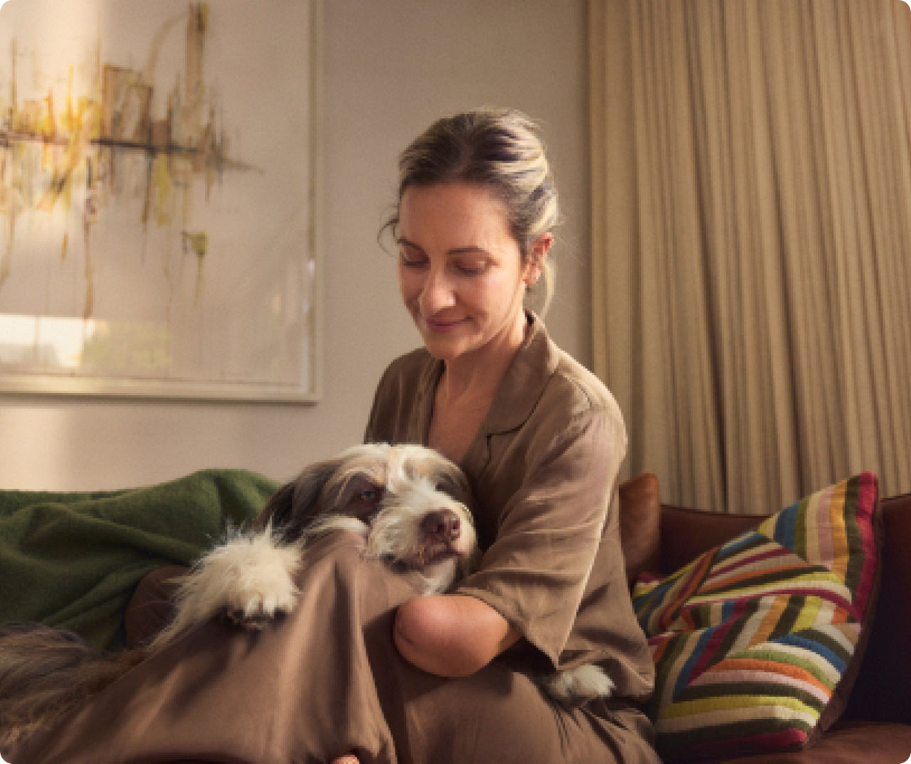 Woman smiling with dog